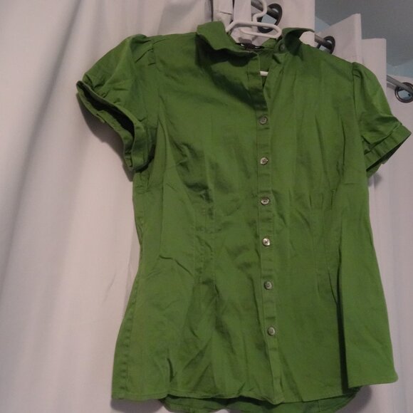 women's button up Banana Republic Petite green top size large - Picture 5 of 6